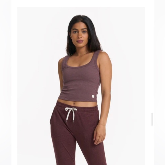 Vuori  Women's XL Sunrise Crop Tank Chestnut Dark Pink NWT Cropped Slim Fit - Picture 2 of 8